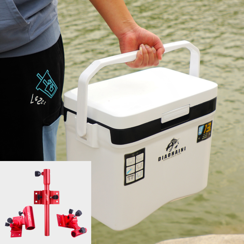 13L - SMALL FISHING BOX - BLACK & WHITE (PLAIN) + THREE SETS OF RED